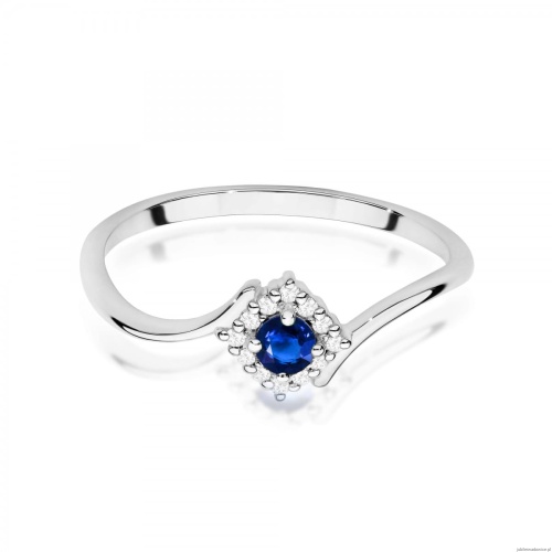 Pierścionek W0702 Szafir 0,15ct białe złoto 375