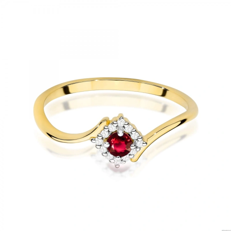 Pierścionek W0702 Rubin 0,15ct żółte złoto 375