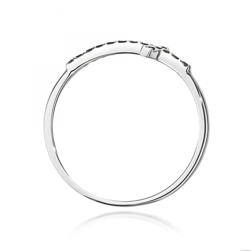 Pierścionek W0636 z czarnymi diamentami białe złoto 375