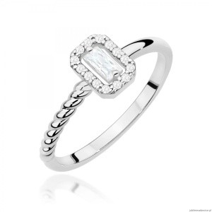 Pierścionek W0707 Diament 0,13ct białe złoto 375
