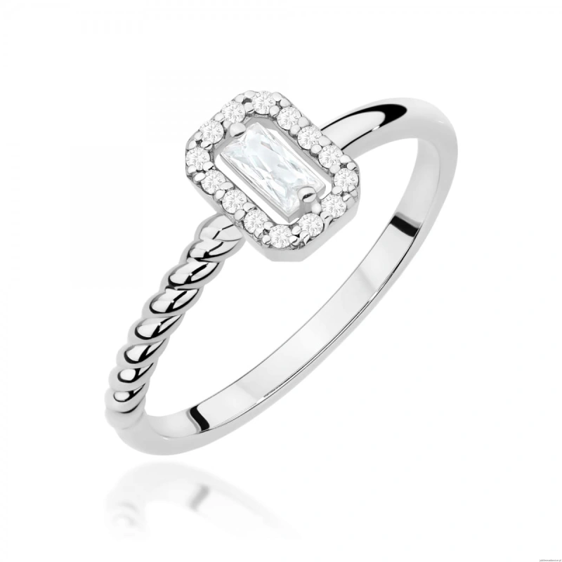 Pierścionek W0707 Diament 0,13ct białe złoto 375