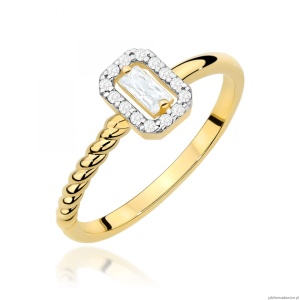 Pierścionek W0707 Diament 0,13ct żółte złoto 375