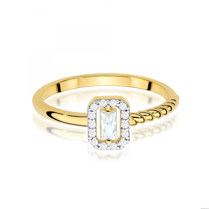 Pierścionek W0707 Diament 0,13ct żółte złoto 375