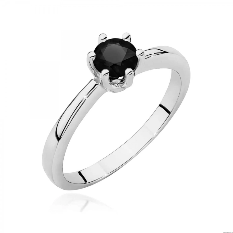 Pierścionek W0563 czarny diament 0,50ct białe złoto 375