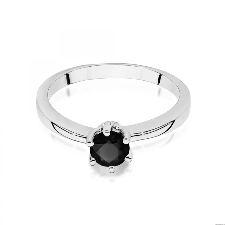 Pierścionek W0563 czarny diament 0,50ct białe złoto 375