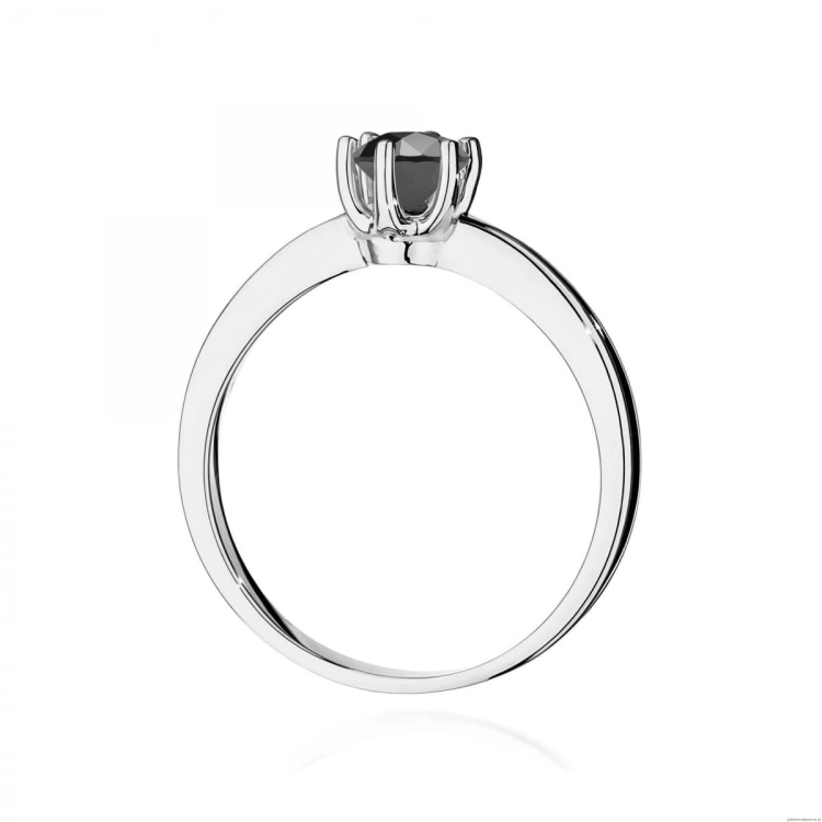 Pierścionek W0563 czarny diament 0,50ct białe złoto 375