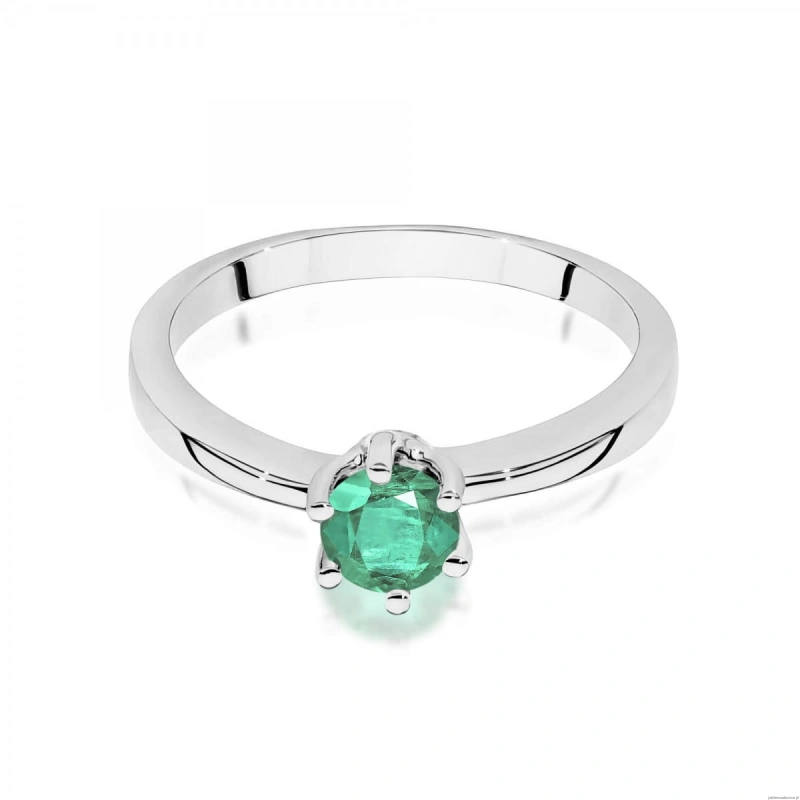 Pierścionek W0563 szmaragd 0,50ct białe złoto 375