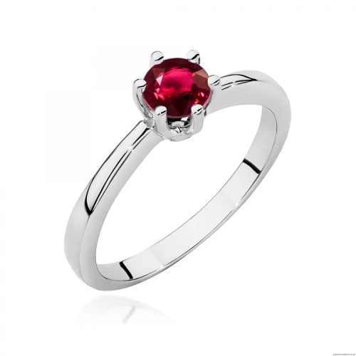 Pierścionek W0563 rubin 0,60ct białe złoto 375