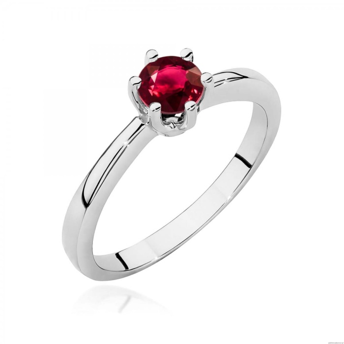 Pierścionek W0563 rubin 0,60ct białe złoto 375