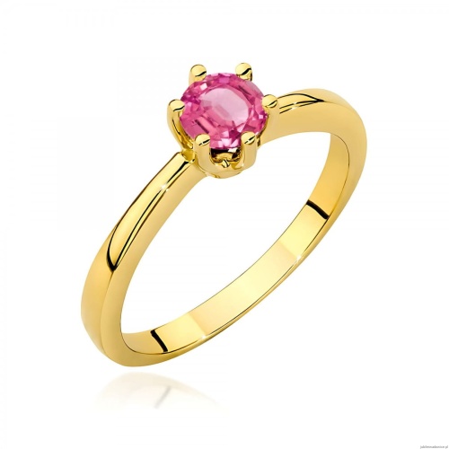 Pierścionek W0563 różowy topaz 0,60ct żółte złoto 375