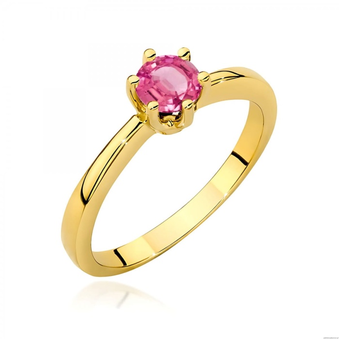 Pierścionek W0563 różowy topaz 0,60ct żółte złoto 375