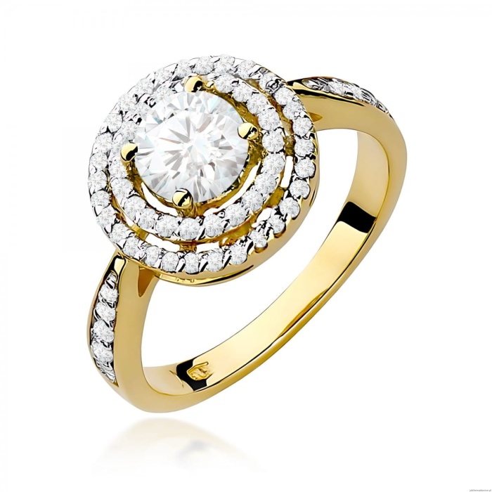 Pierścionek W0274 Diament Laboratoryjny 0,75ct żółte złoto 375