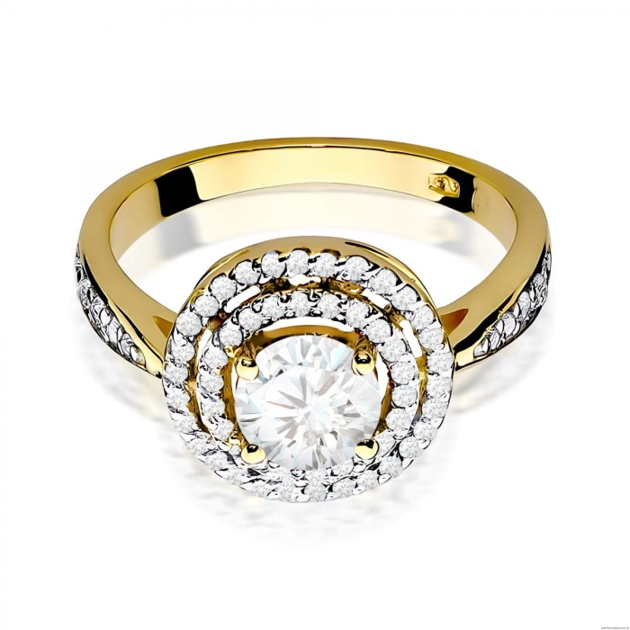 Pierścionek W0274 Diament Laboratoryjny 0,75ct żółte złoto 375