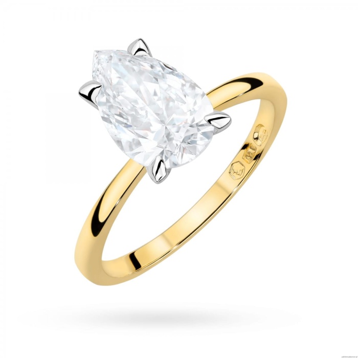 Pierścionek W0689 Diament Laboratoryjny 2,00ct żółte złoto 375