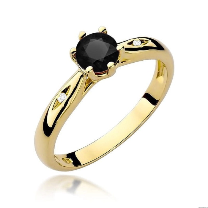 Pierścionek W0074 Czarny Diament 0,50ct żółte złoto 375