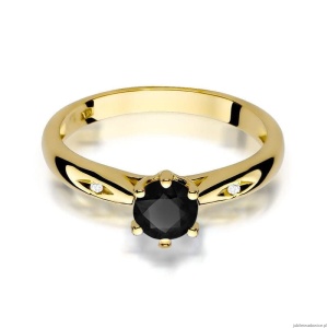 Pierścionek W0074 Czarny Diament 0,50ct żółte złoto 375
