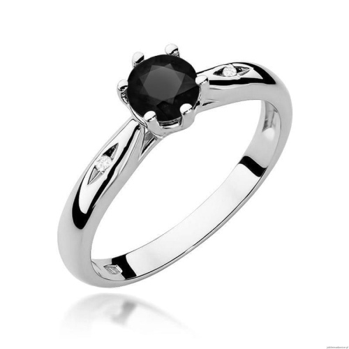 Pierścionek W0074 Czarny Diament 0,50ct białe złoto 375