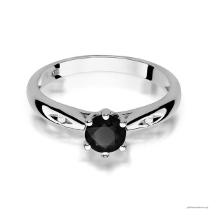 Pierścionek W0074 Czarny Diament 0,50ct białe złoto 375