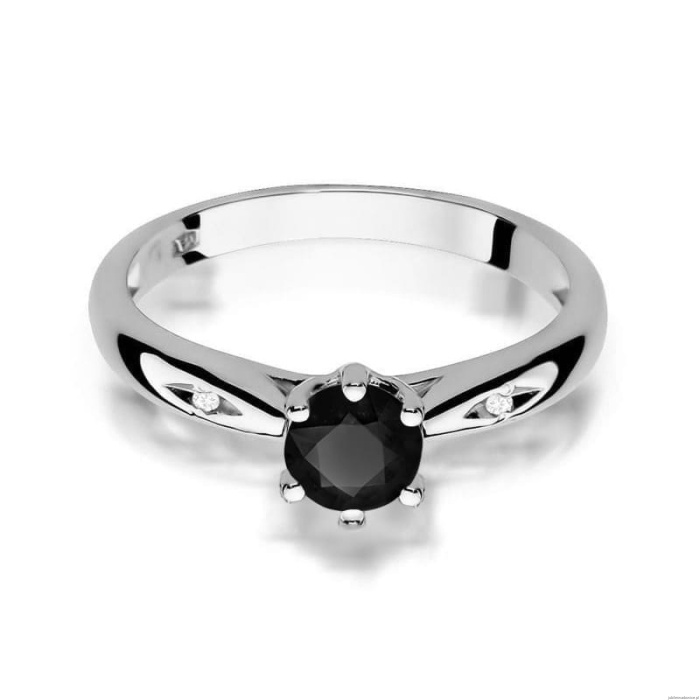 Pierścionek W0074 Czarny Diament 0,50ct białe złoto 375