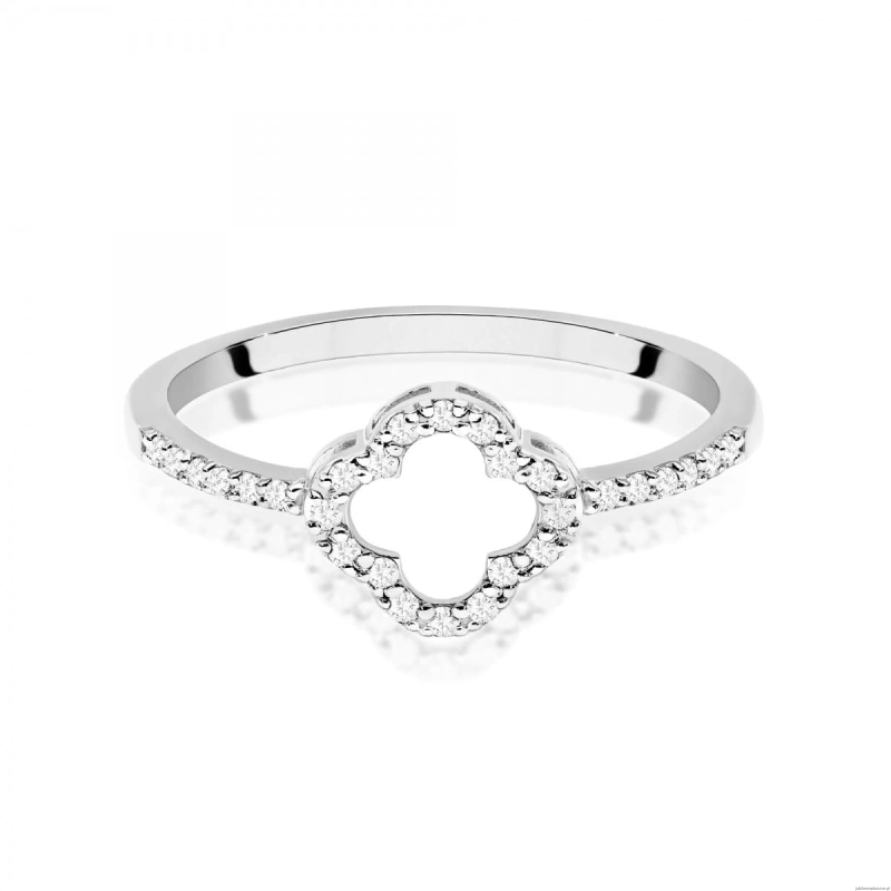 Pierścionek W0686 z diamentami białe złoto 375