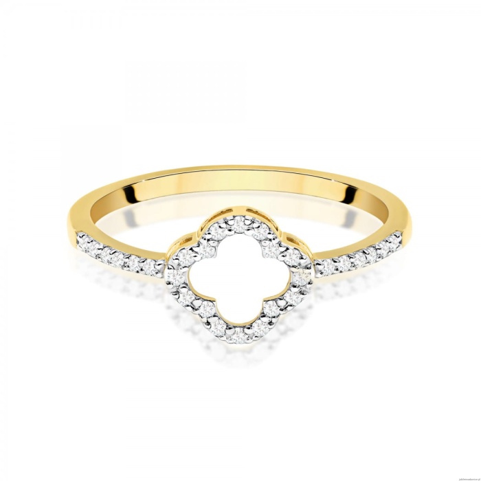 Pierścionek W0686 z diamentami żółte złoto 375