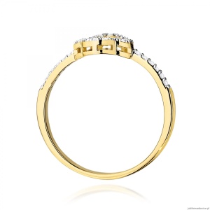 Pierścionek W0686 z diamentami żółte złoto 375