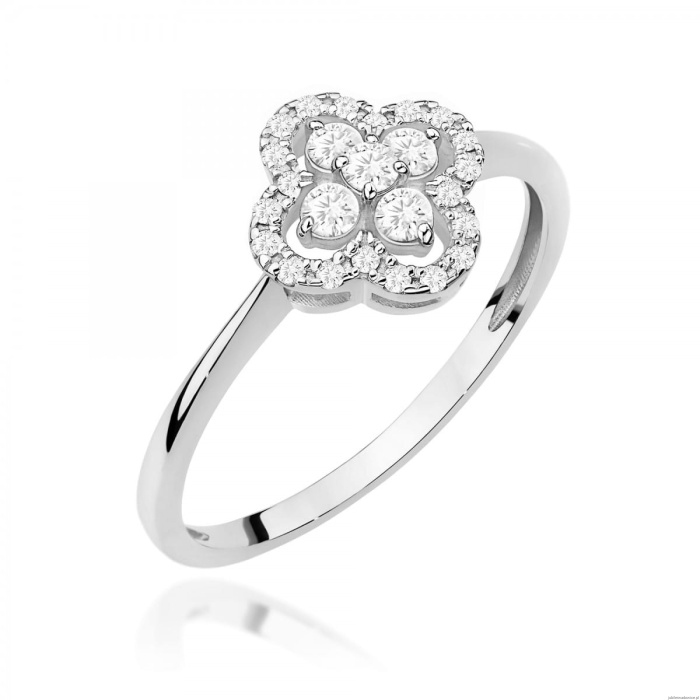 Pierścionek W0696 z diamentami białe złoto 375