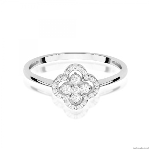 Pierścionek W0696 z diamentami białe złoto 375