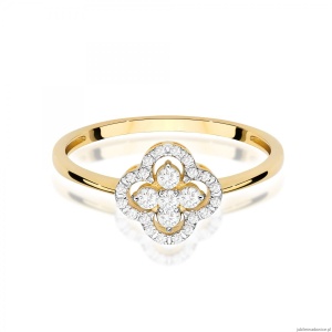 Pierścionek W0696 z diamentami żółte złoto 375