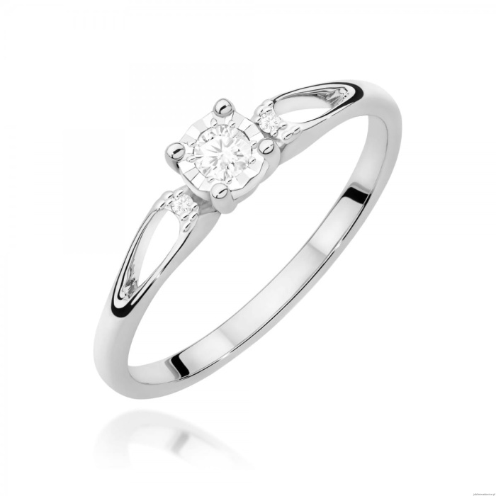 Pierścionek W0708 Diament 0,08ct białe złoto 375