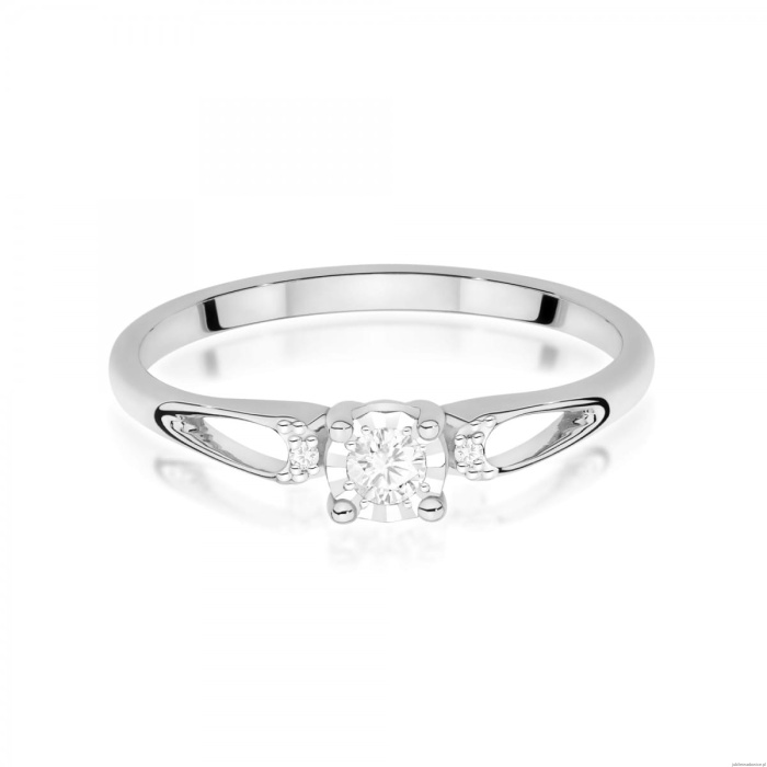 Pierścionek W0708 Diament 0,08ct białe złoto 375