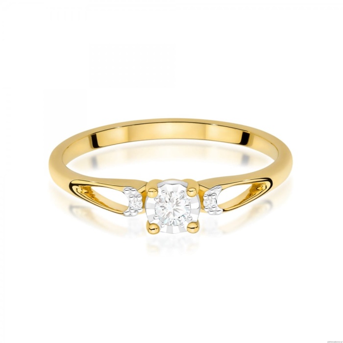Pierścionek W0708 Diament 0,08ct żółte złoto 375
