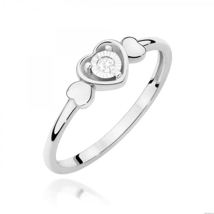 Pierścionek W0709 Diament 0,01ct białe złoto 375
