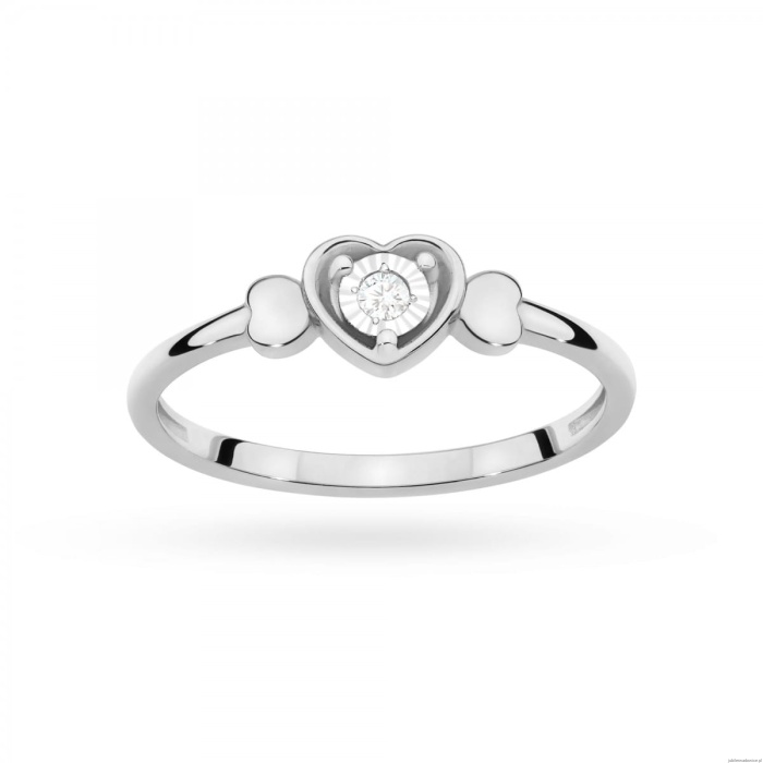 Pierścionek W0709 Diament 0,01ct białe złoto 375