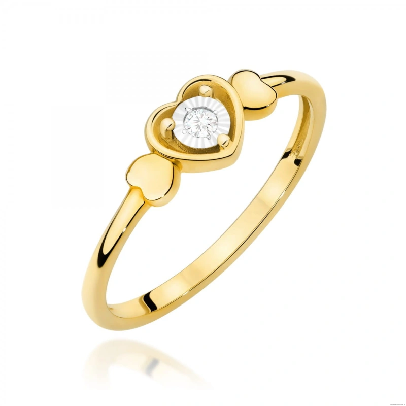 Pierścionek W0709 Diament 0,01ct żółte złoto 375