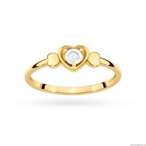Pierścionek W0709 Diament 0,01ct żółte złoto 375