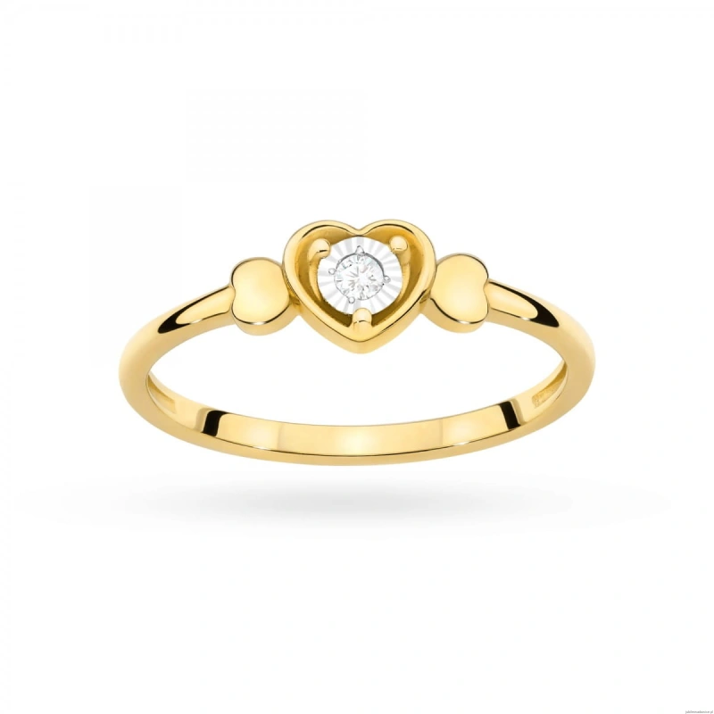 Pierścionek W0709 Diament 0,01ct żółte złoto 375