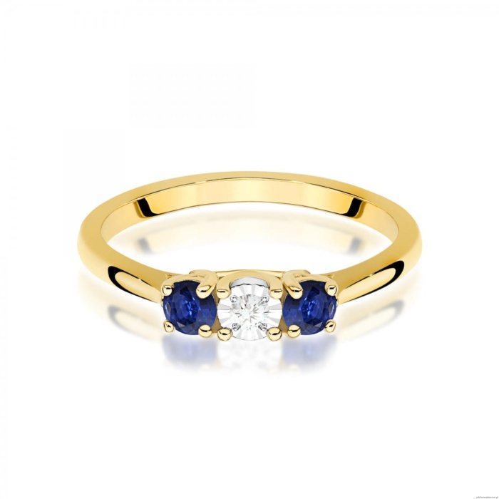 Pierścionek W0711 Diament 0,03ct żółte złoto 375