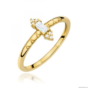 Pierścionek W0713 Diament 0,13ct żółte złoto 375