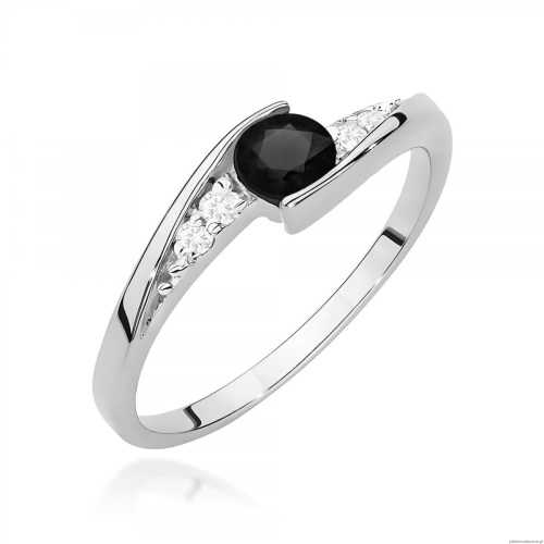 Pierścionek W0618 Czarny Diament 0,30ct białe złoto 375