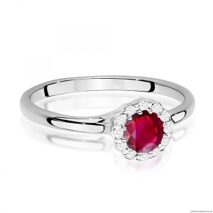 Pierścionek W0622 Rubin 0,60ct białe złoto 375