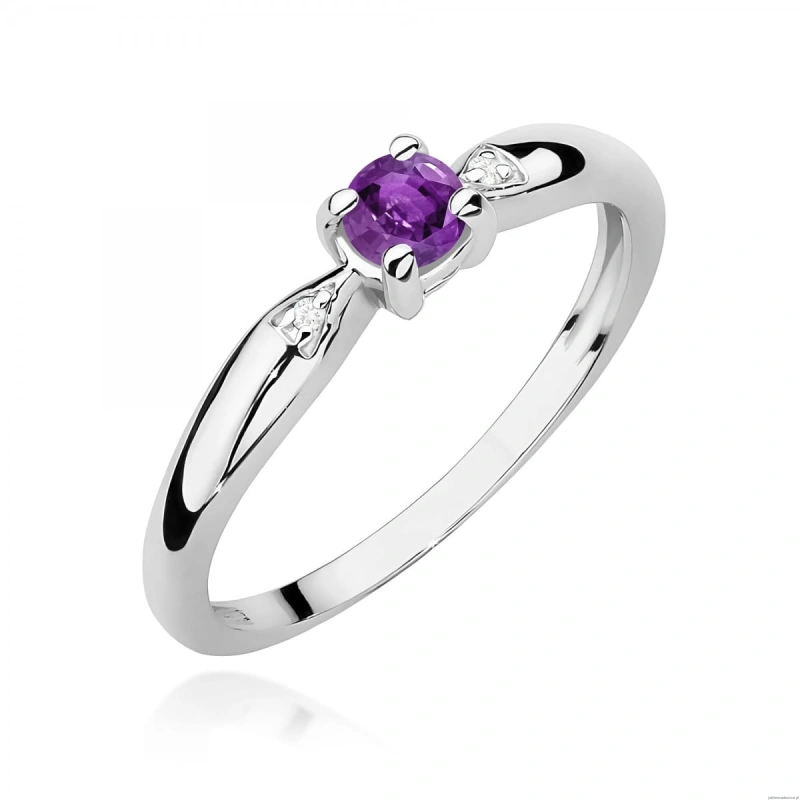 Pierścionek W0469 Ametyst 0,10ct białe złoto 375