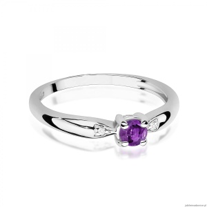 Pierścionek W0469 Ametyst 0,10ct białe złoto 375