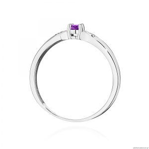 Pierścionek W0469 Ametyst 0,10ct białe złoto 375