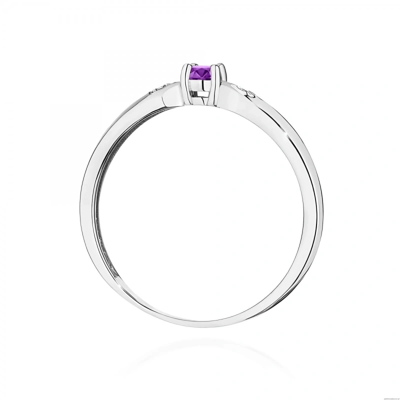 Pierścionek W0469 Ametyst 0,10ct białe złoto 375