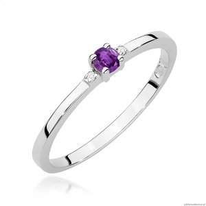 Pierścionek W0464 Ametyst 0,10ct białe złoto 375