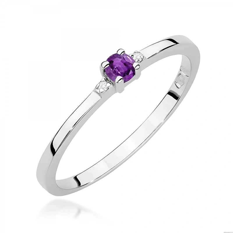 Pierścionek W0464 Ametyst 0,10ct białe złoto 375
