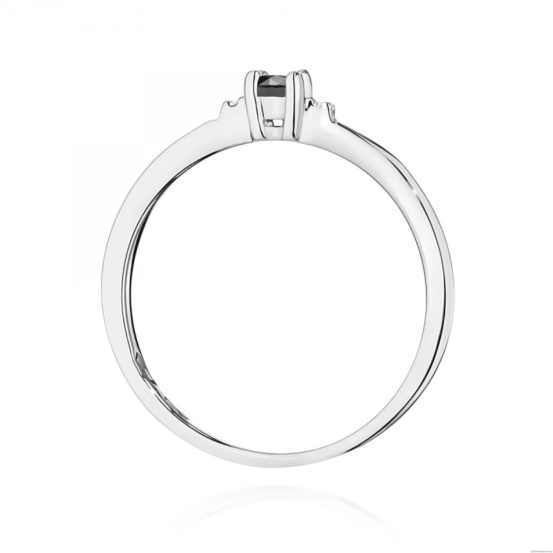 Pierścionek W0464 Czarny Diament 0,12ct białe złoto 375