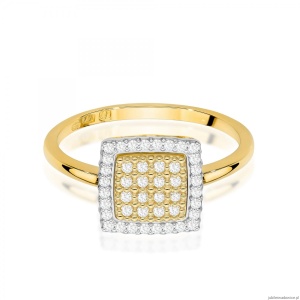 Pierścionek W0574 z diamentami żółte złoto 375