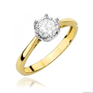 Pierścionek W0605 Diament Laboratoryjny 0,25ct żółte złoto 375